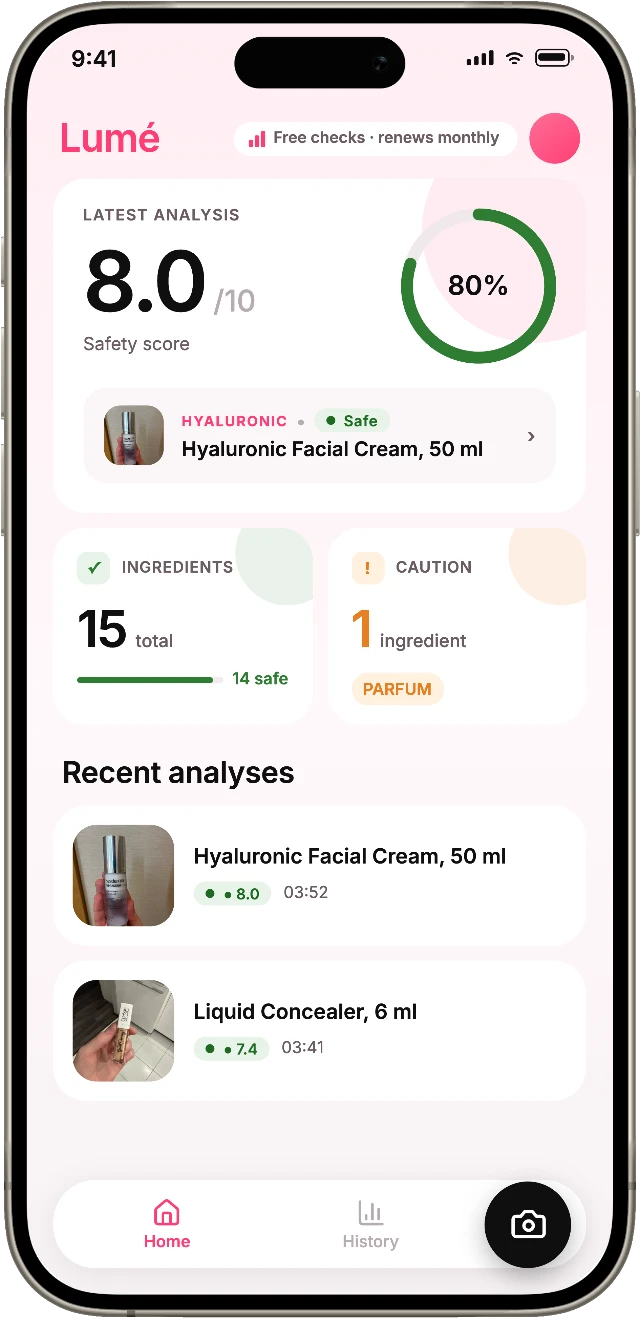 Home screen with the latest safety score